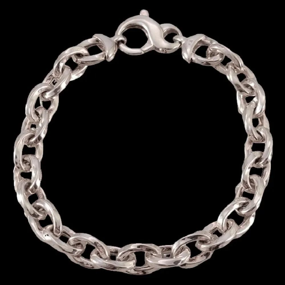 Sterling Italy Contemporary Twisted Oval Link Bracelet